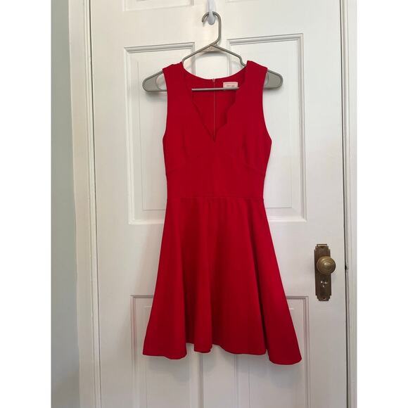 Love...Ady Nordstrom Women's XS Dress Red Scalloped V-Neck Fit & Flare Mini - Picture 2 of 11